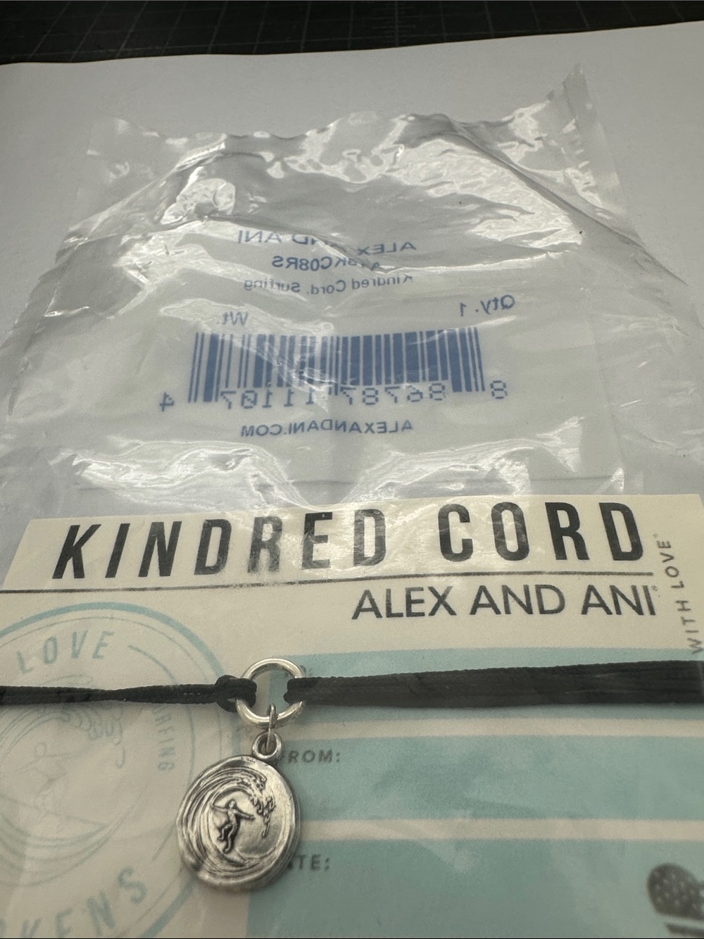 Alex and Ani Surfer Kindred Cord Bracelet with Silver Charm